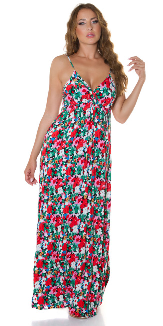Trendy zomer maxi jurk met print rood